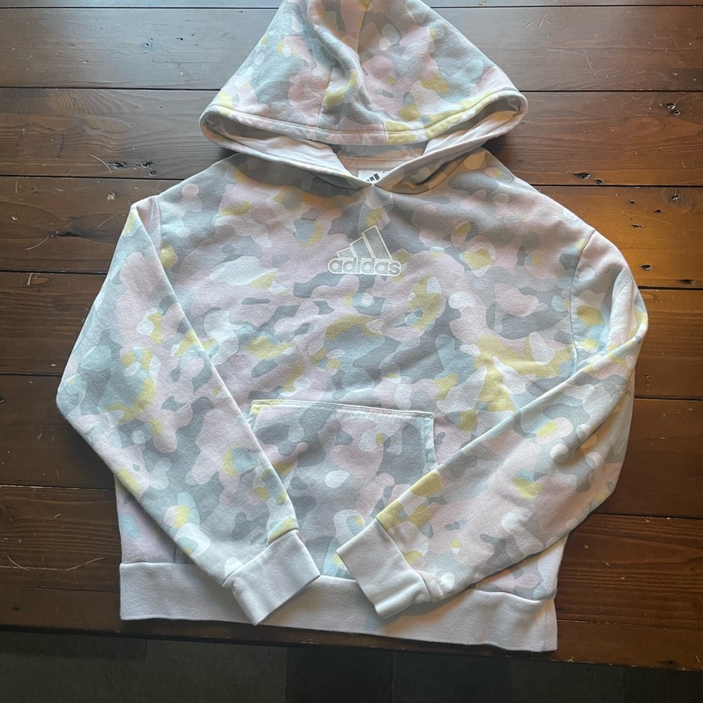 adidas Kids Camo Hoodie - Pink, Yellow, Gray